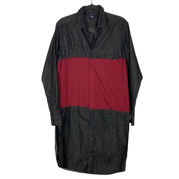 Uniqlo colorblock denim tunic duster - Picture 1 of 7